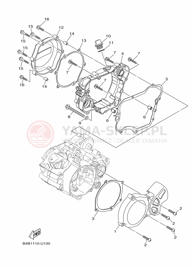 Schemat "Pokrywa silnika" do Yamaha YZ85