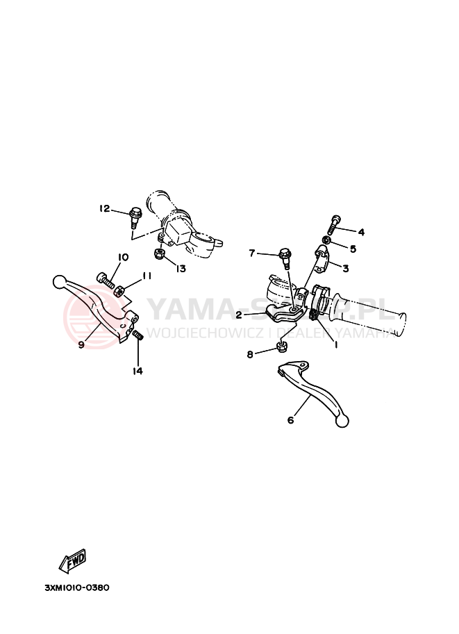 Schemat "Kierownica i osprzęt" do Yamaha TZ50
