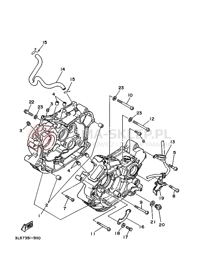 Schemat "Obudowa silnika" do Yamaha XV250S VIRAGO