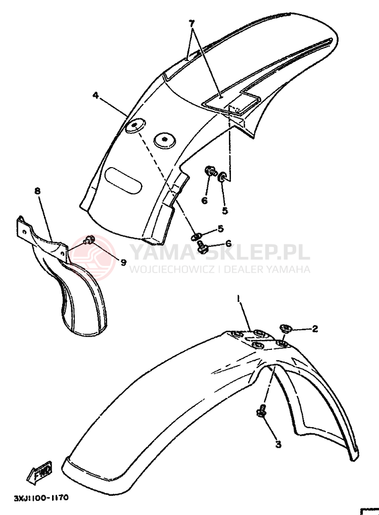 Schemat "błotnik" do Yamaha YZ125