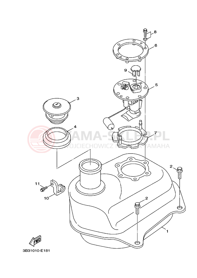 Schemat "zbiornik paliwa" do Yamaha BOOSTER X
