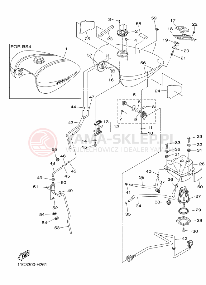 Schemat "zbiornik paliwa" do Yamaha MIDNIGHT STAR