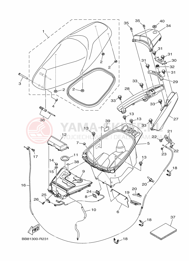 Schemat "siedzenie" do Yamaha TRICITY 155