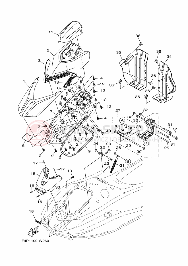 Schemat "ENGINE HATCH" do Yamaha GP1800B-X