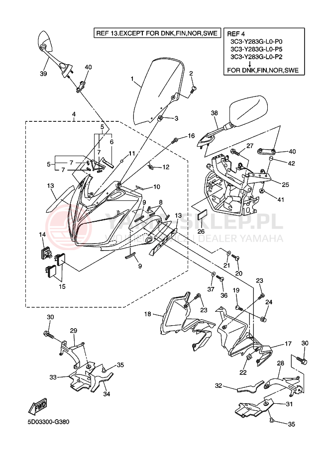 Schemat "elementy nadwozia" do Yamaha FAZER