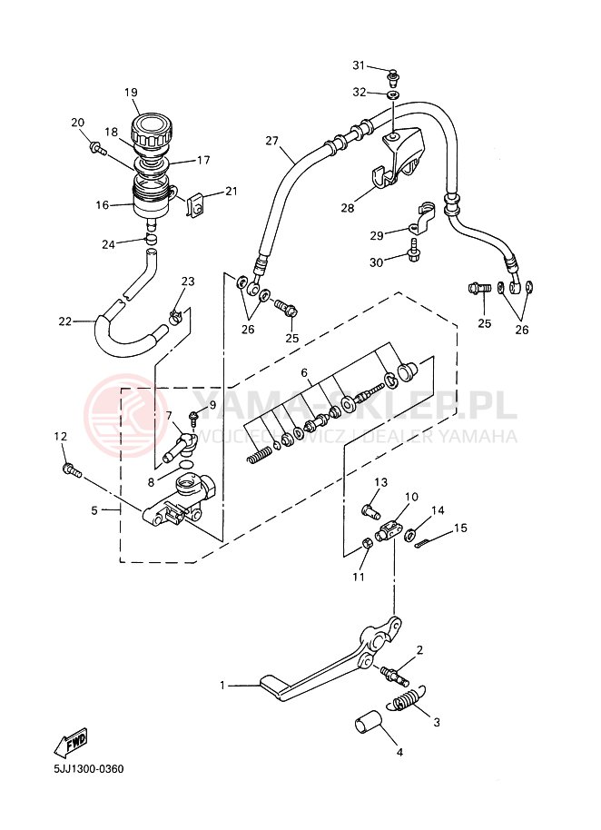 Schemat "Pompa hamulcowa tył" do Yamaha YZF-R1 R1