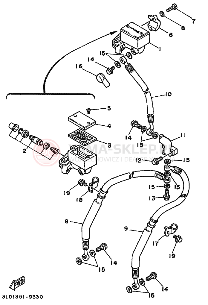 Schemat "CYLINDER MASTER" do Yamaha XTZ750 SUPERTENERE
