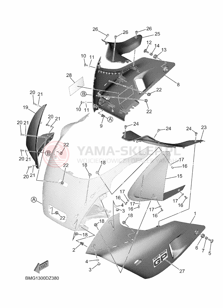 Schemat "POKRYWA SILNIKA" do Yamaha XSR900 GP