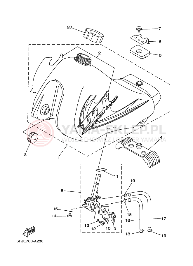 Schemat "zbiornik paliwa" do Yamaha DT125