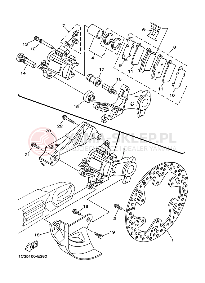 Schemat "Zacisk hamulcowy tylny" do Yamaha WR250F