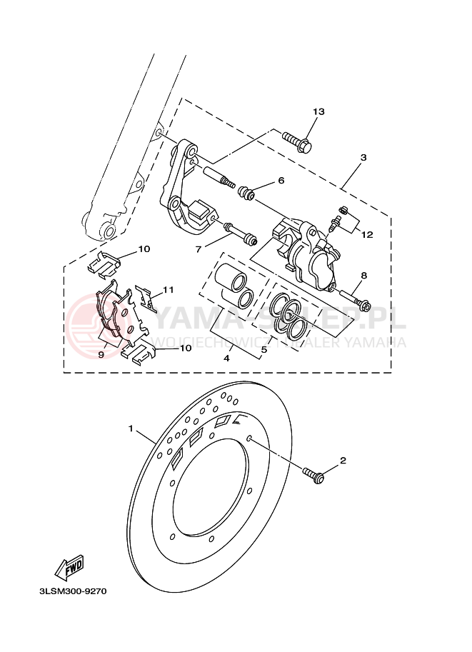 Schemat "Koło przód" do Yamaha XV125
