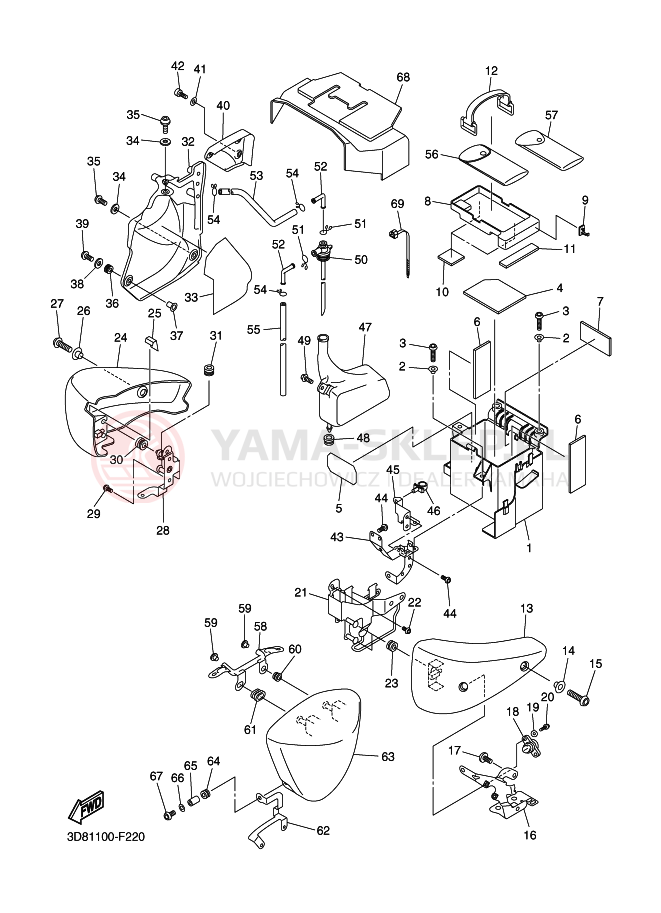 Schemat "Pokrywa boczna" do Yamaha XVS1300A