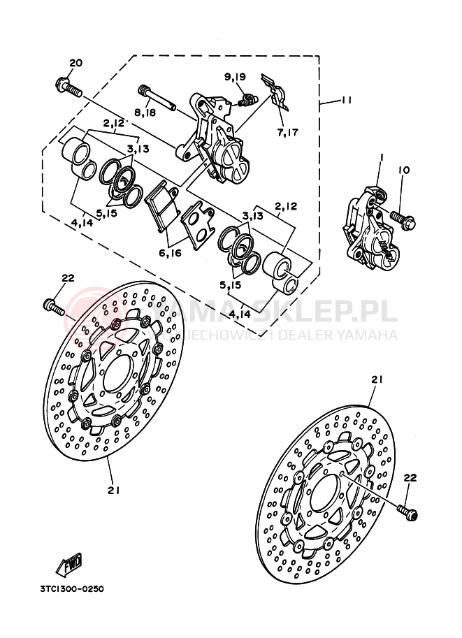 Schemat "Koło przód" do Yamaha TZ250A
