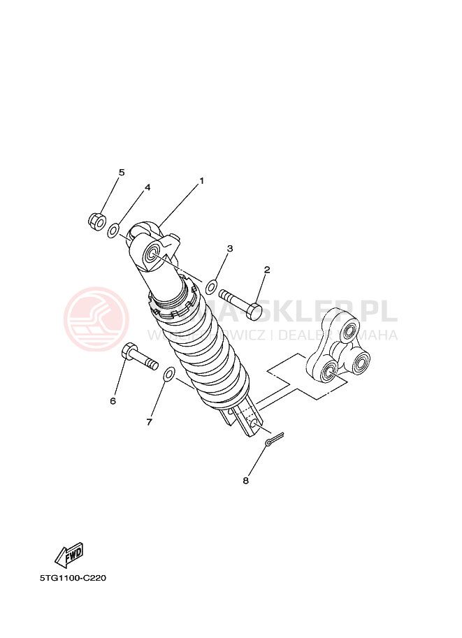 Schemat "zawieszenie tył" do Yamaha YFZ450S