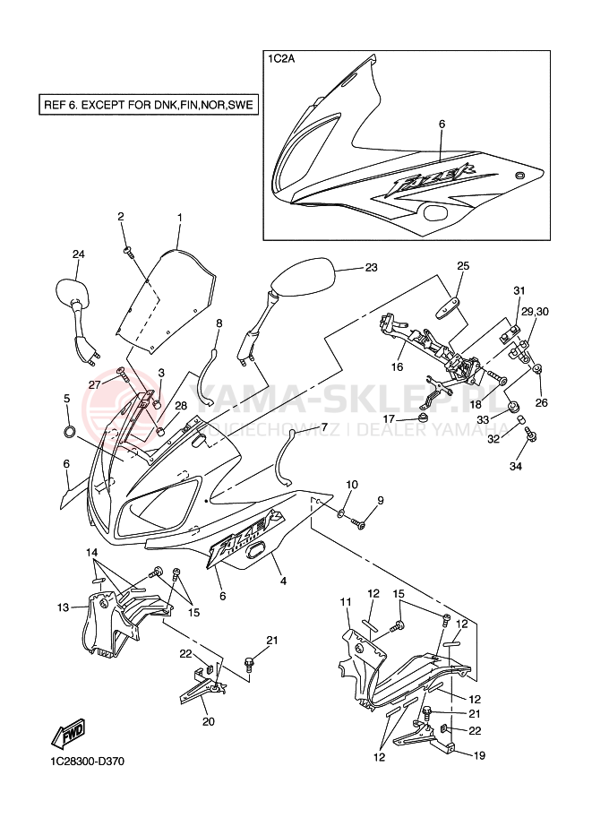 Schemat "elementy nadwozia" do Yamaha FZS1000S FAZER