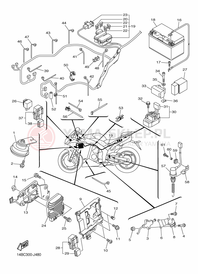Schemat "układ elektryczny" do Yamaha YZF-R1