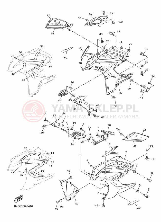 Schemat "elementy nadwozia" do Yamaha FJR1300AE