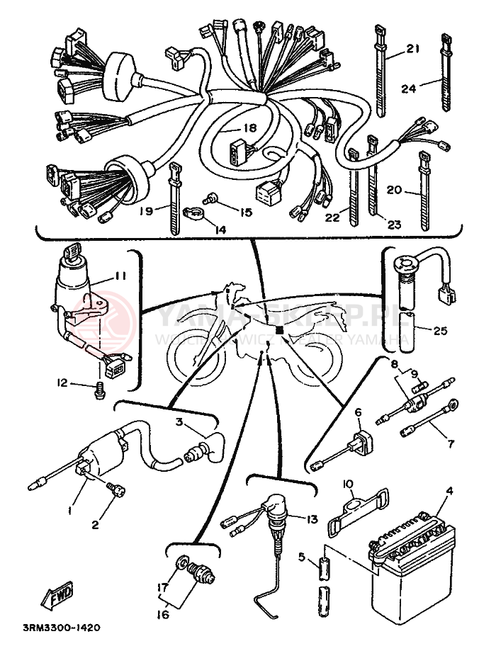 Schemat "układ elektryczny" do Yamaha DT125R