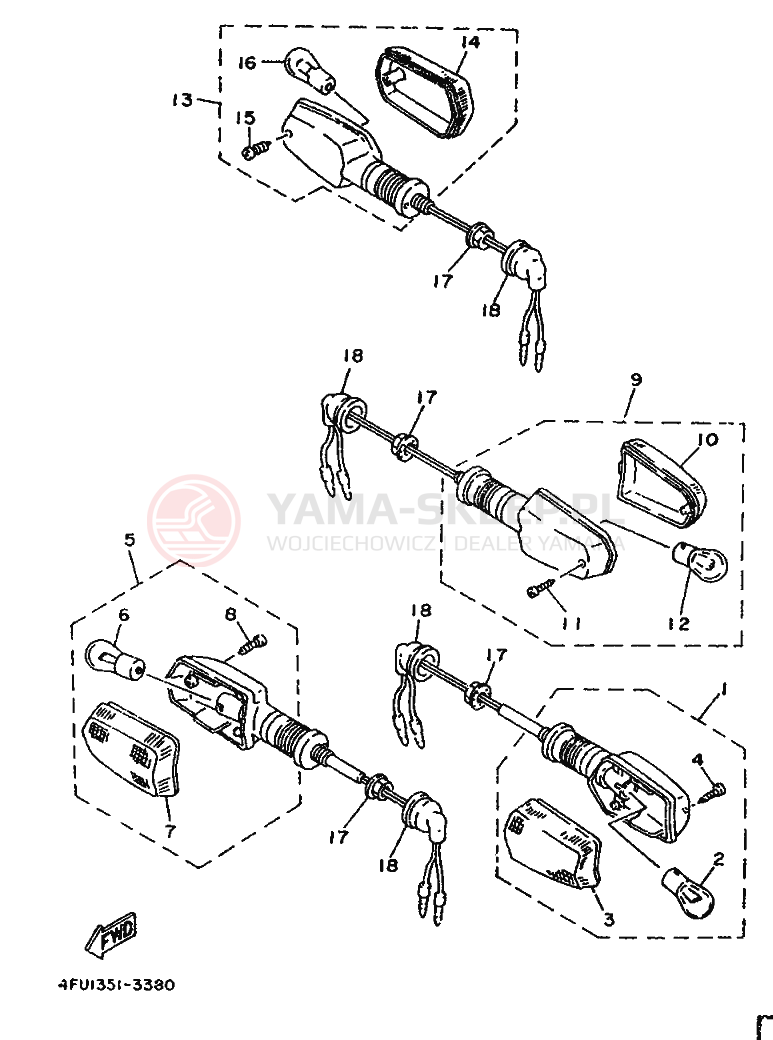 Schemat "kierunkowskazy" do Yamaha TDR125