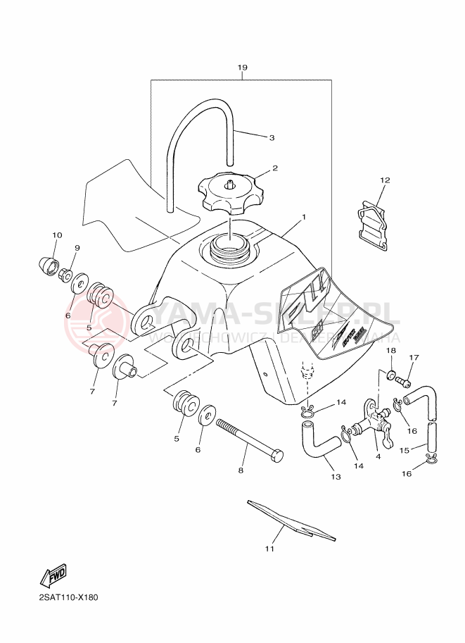 Schemat "zbiornik paliwa" do Yamaha PW50