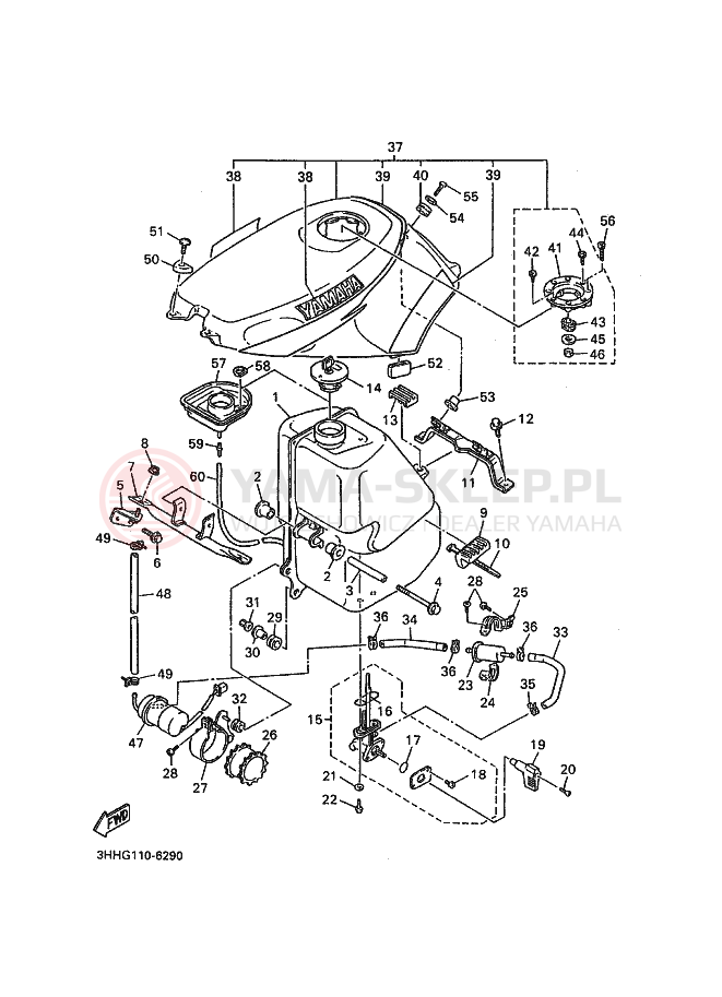 Schemat "zbiornik paliwa" do Yamaha FZR600 FZR600RH GENESIS