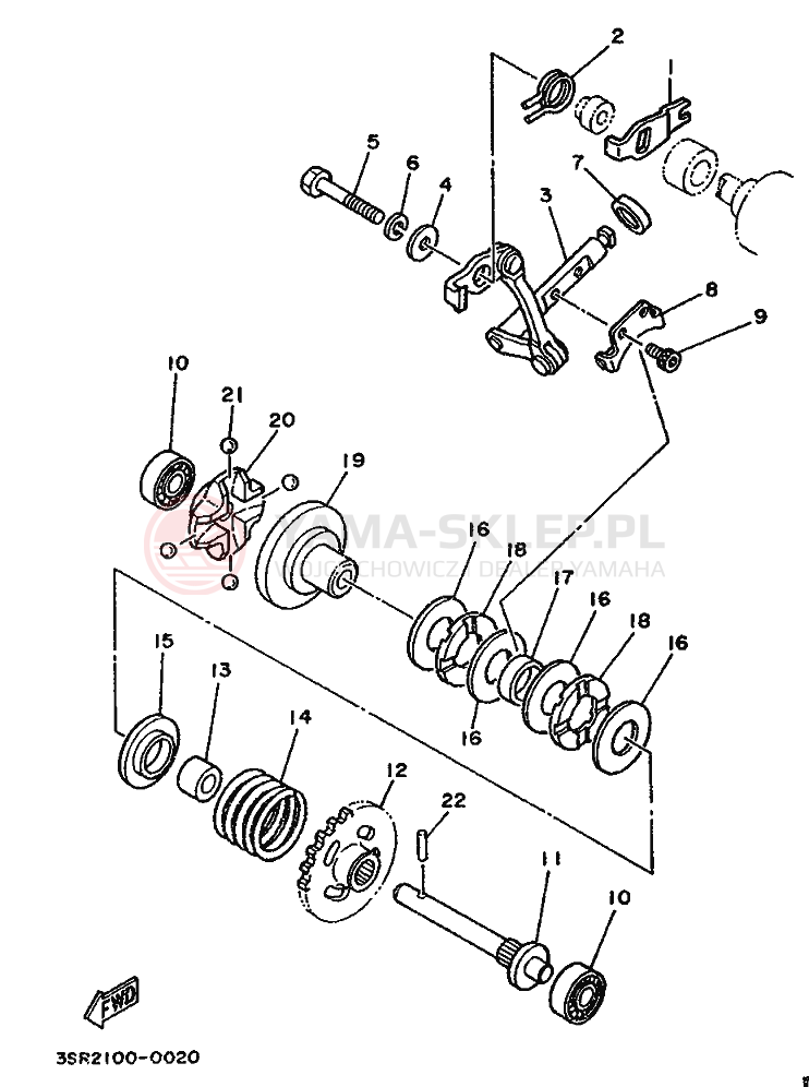 Schemat "Dźwignia zmiany biegów" do Yamaha YZ125