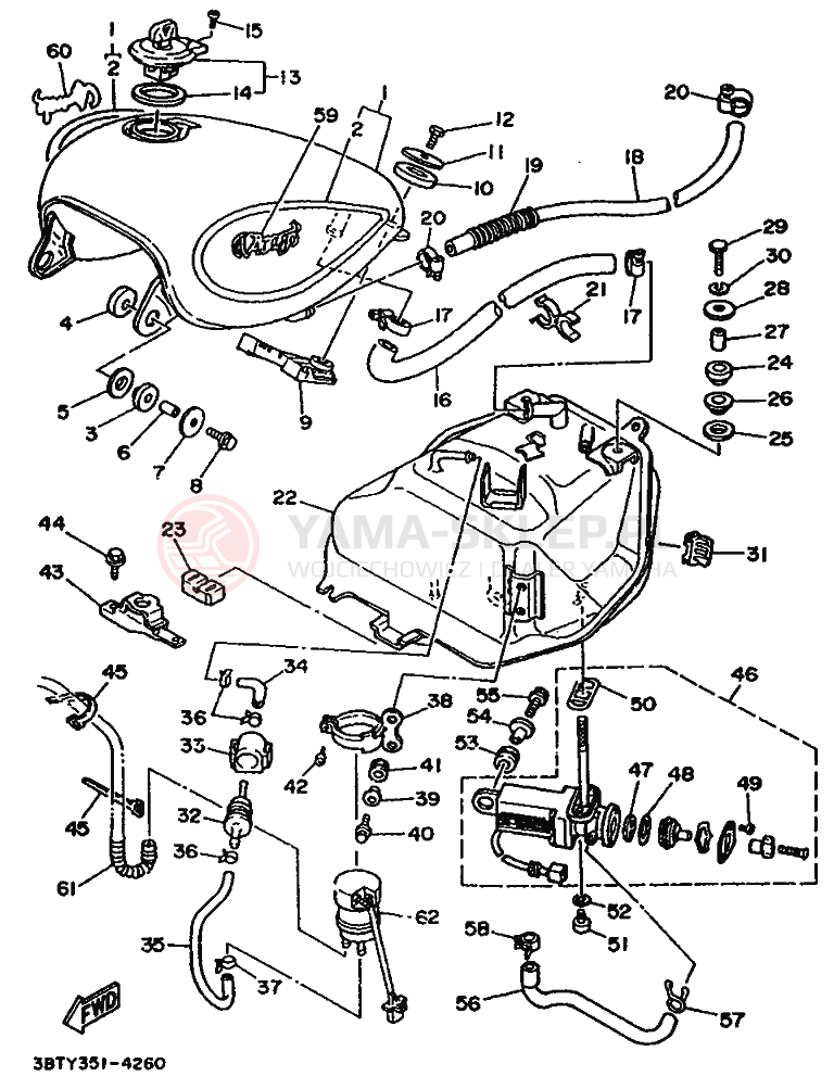 Schemat "zbiornik paliwa" do Yamaha XV535S VIRAGO