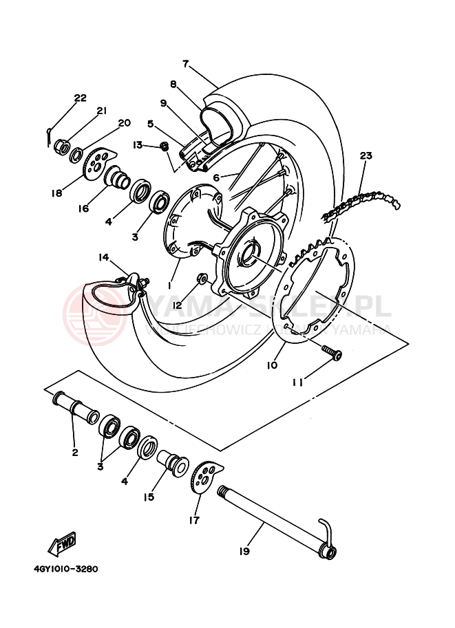 Schemat "Koło tył" do Yamaha TT250R