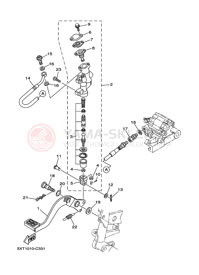 Schemat "Pompa hamulcowa tył" do Yamaha XG250 TRICKER