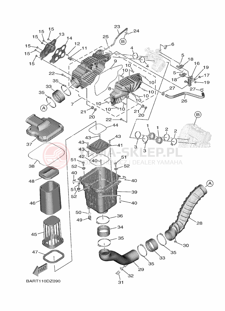Schemat "Wtrysk paliwa" do Yamaha WOLVERINE X4 850 SE