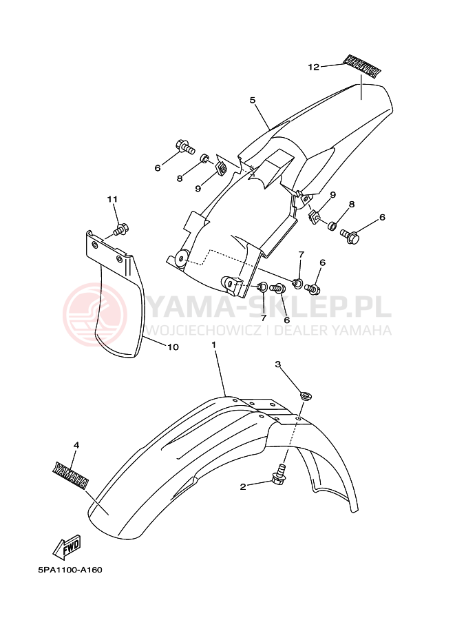 Schemat "błotnik" do Yamaha YZ85