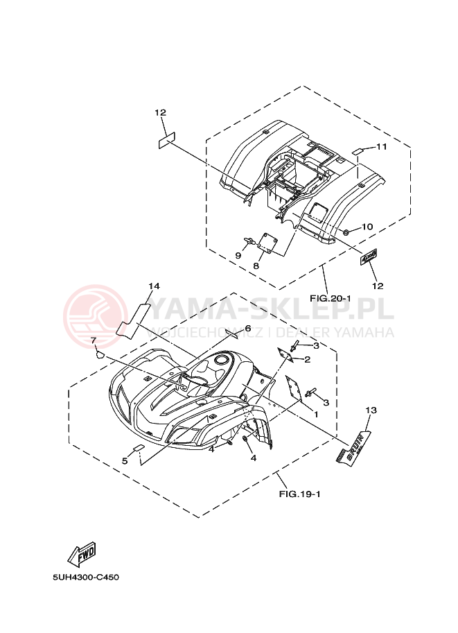 Schemat "naklejki" do Yamaha BRUIN 4WD