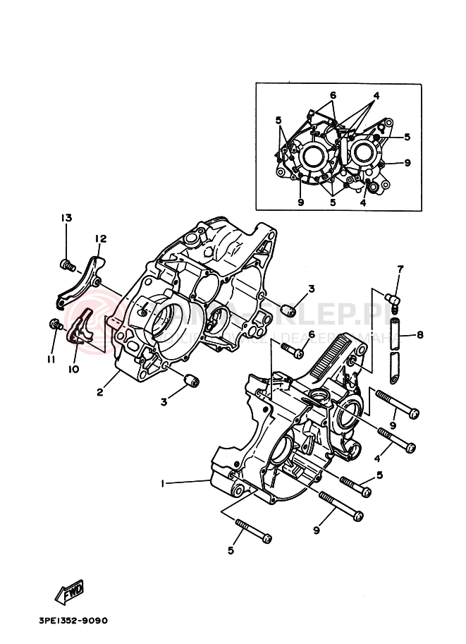 Schemat "Obudowa silnika" do Yamaha TZR125