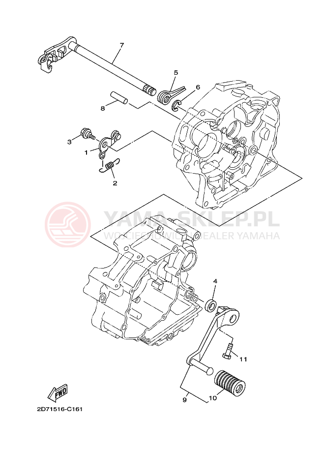 Schemat "Dźwignia zmiany biegów, wałek" do Yamaha YBR125