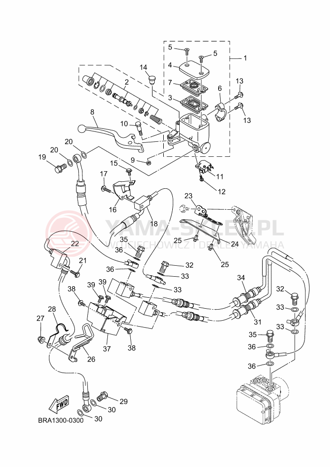 Schemat "Pompa hamulcowa przednia" do Yamaha R3