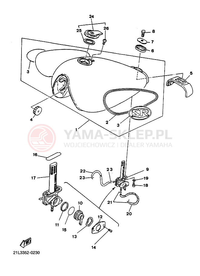Schemat "zbiornik paliwa" do Yamaha SR250