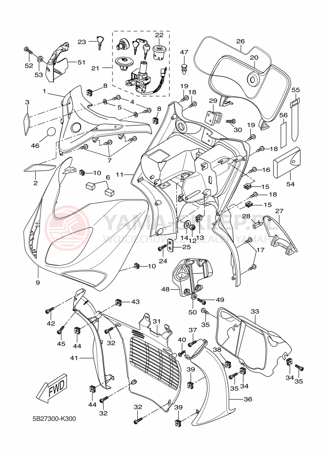 Schemat "Nadwozie przód" do Yamaha XCITY