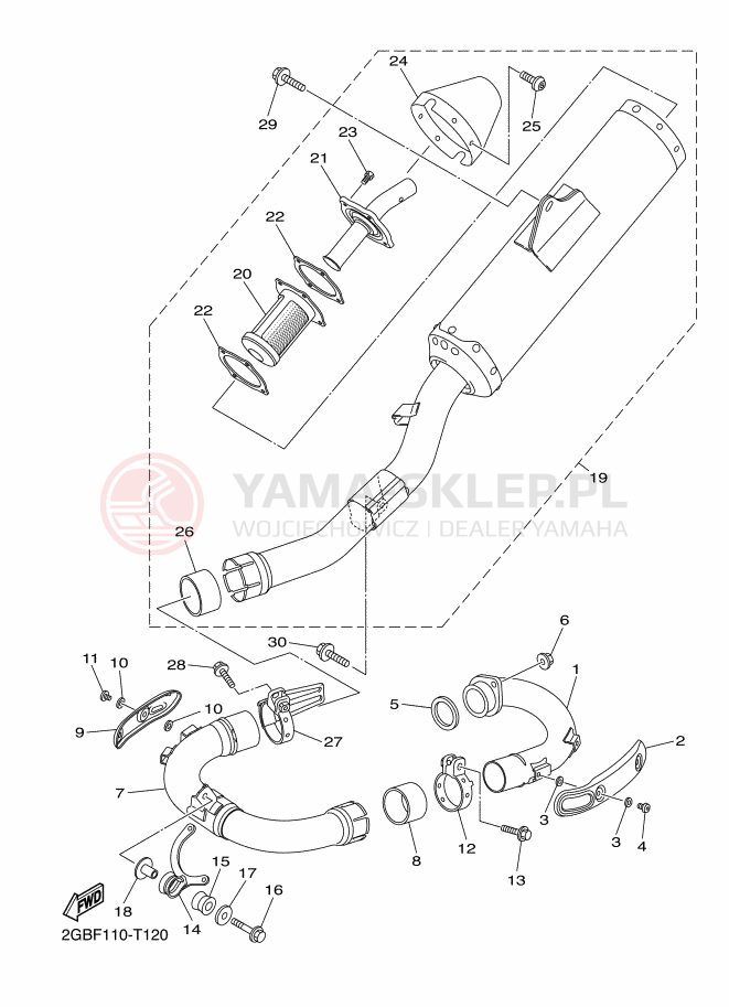 Schemat "Wydech końcowy" do Yamaha WR250F
