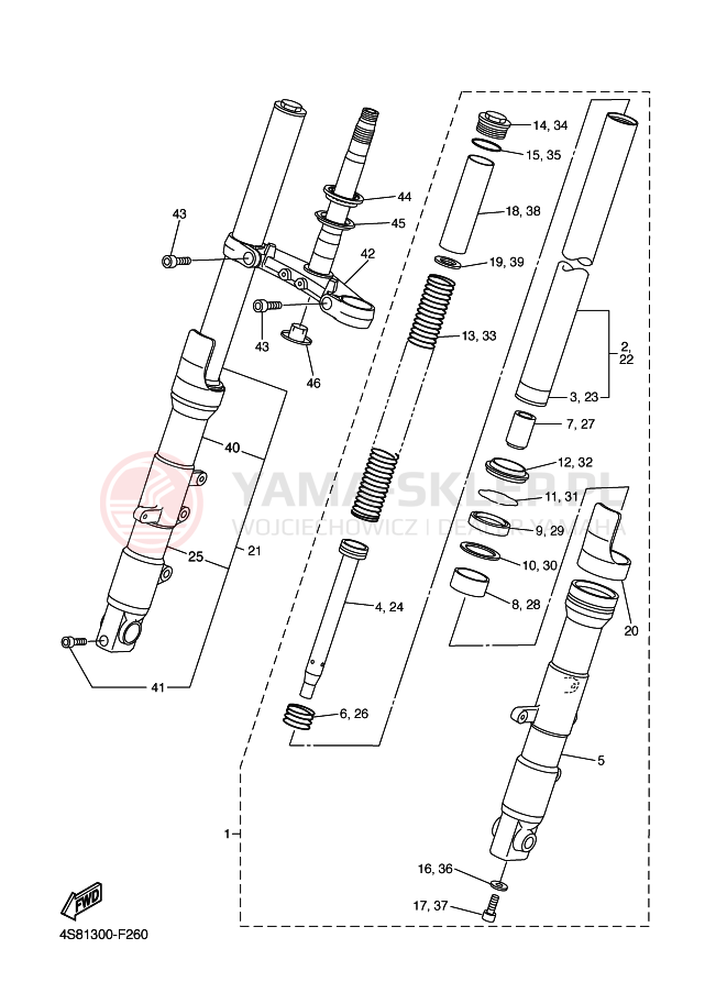 Schemat "Amortyzatory przód" do Yamaha FAZER