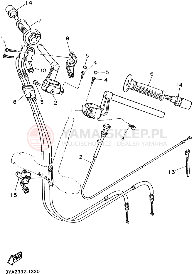 Schemat "Kierownica i osprzęt" do Yamaha FJ1200A
