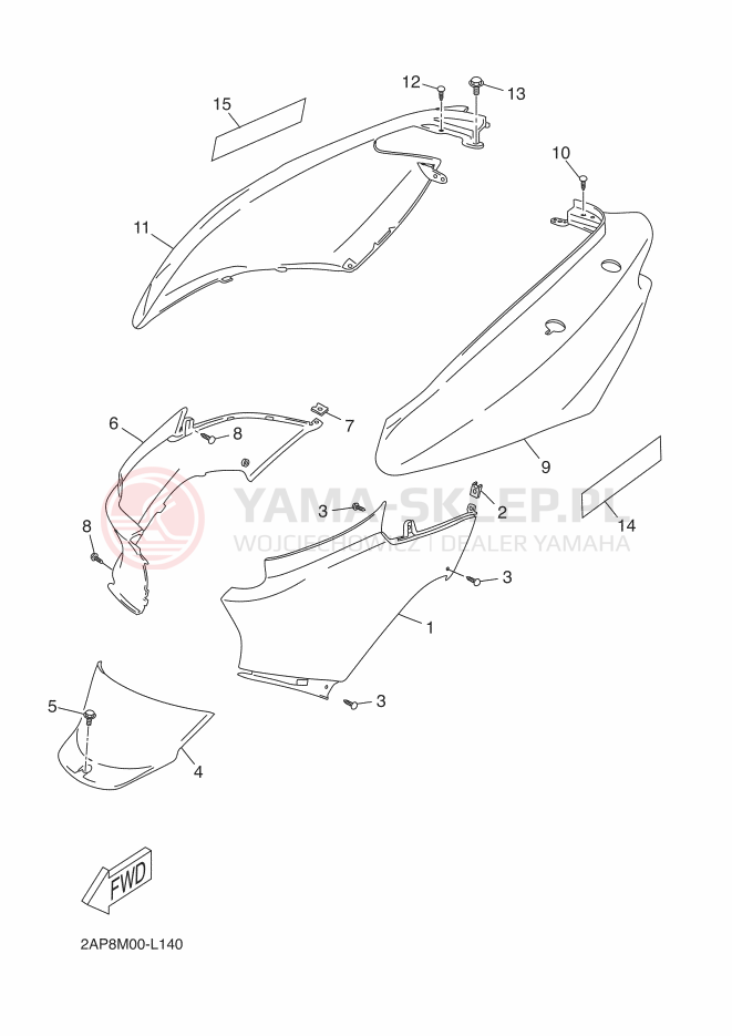Schemat "Pokrywa boczna" do Yamaha YN50E