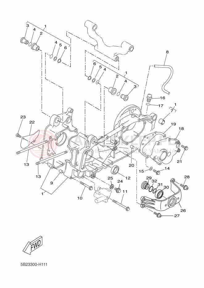 Schemat "Obudowa silnika" do Yamaha XCITY