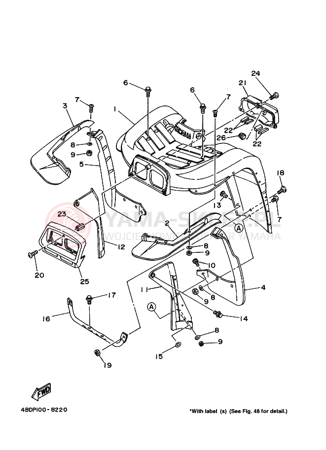 Schemat "błotnik przód" do Yamaha YFB250