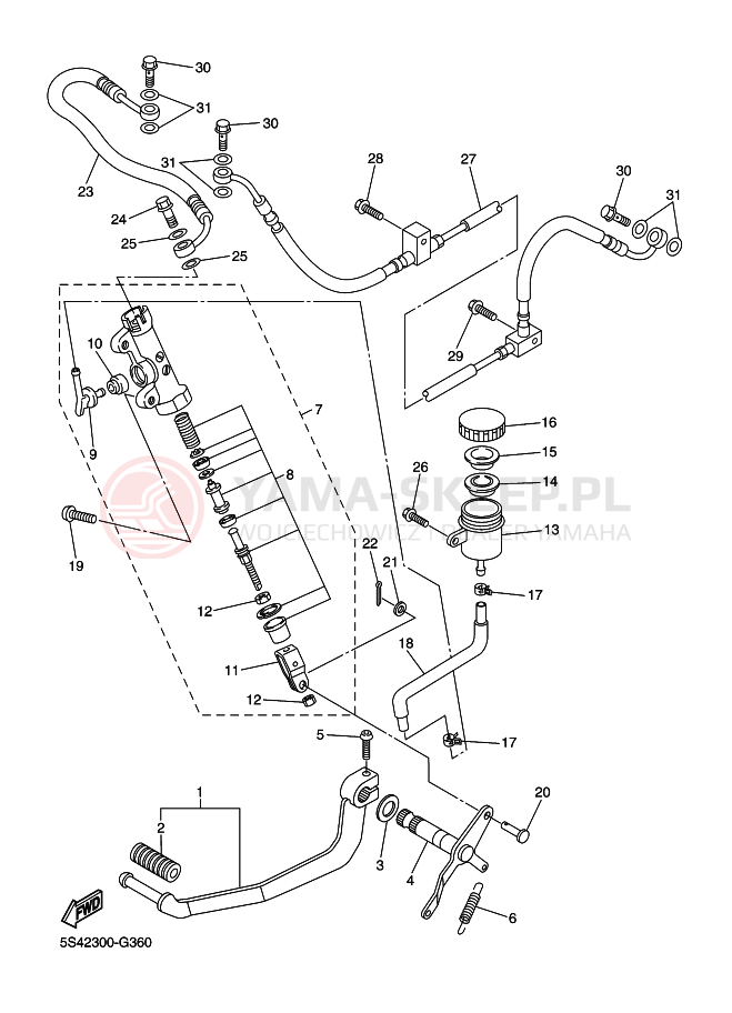Schemat "Pompa hamulcowa tył" do Yamaha FAZER
