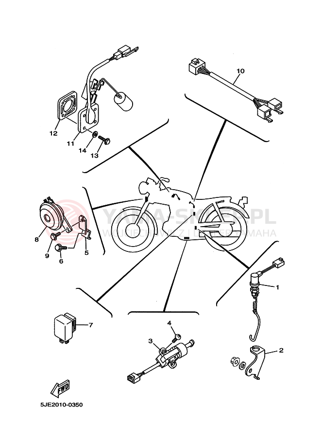 Schemat "układ elektryczny" do Yamaha YB-1 YB1-4