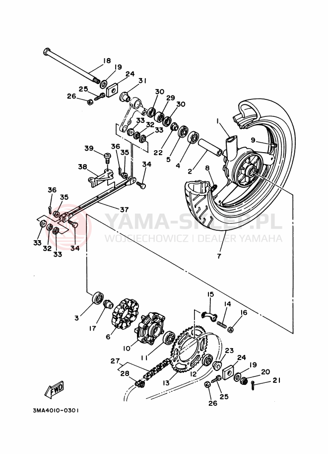 Schemat "Koło tył" do Yamaha TZR250SP