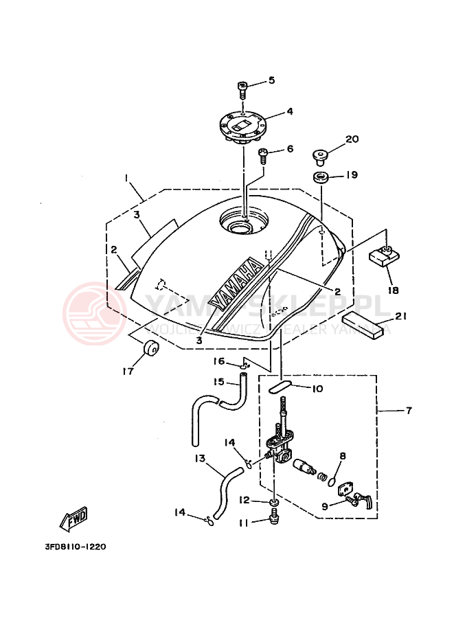 Schemat "zbiornik paliwa" do Yamaha YSR80 YSR80B