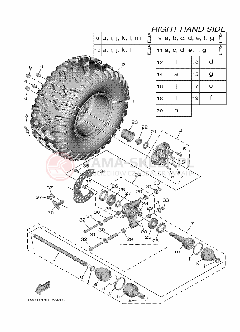 Schemat "Koło tył" do Yamaha WOLVERINE X2 EPS R-SPEC