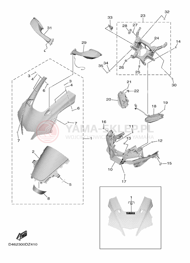 Schemat "Obudowa silnika" do Yamaha R1M