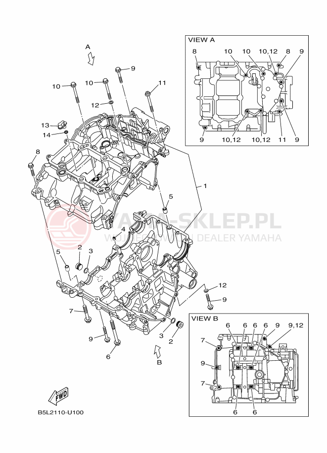 Schemat "Obudowa silnika" do Yamaha YZF-R3